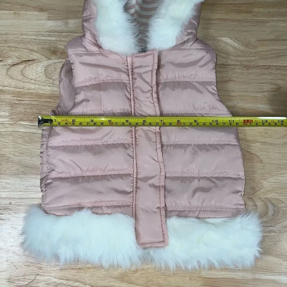 Lilly Wicket, Zip Up Puffer Vest, Faux Fur Lined Hood, Girls Toddler Baby 12M